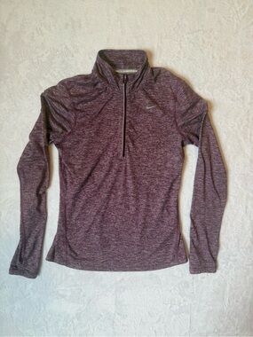 Nike Women’s Plum Maroon Heather Quarter-Zip Long Sleeve Top